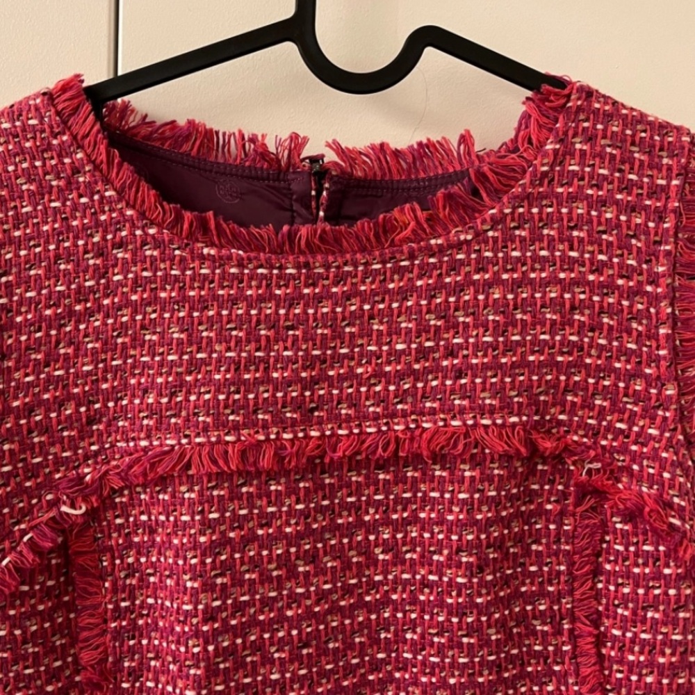 Tory Burch Red and Pink Tweed Dress